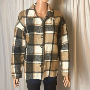 Plaid flannel button-down jacket